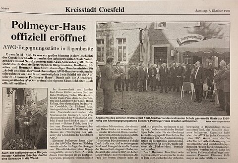 Zeitungsartikel Eröffnung des Eleonore-Pollmeyer-Hauses